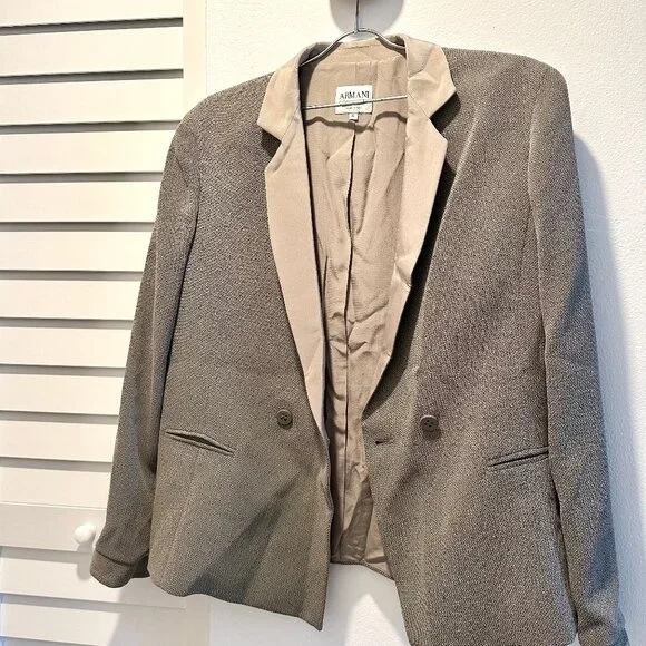 Vintage Armani Collezioni Gray Taupe Blazer Worn 1x Size EU 46 / US L